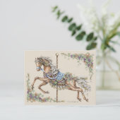 Autumn Carousel Horse Drawing Post Card Briefkaart (Staand voorkant)