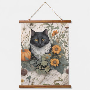 Autumn Cat Dandelion Hangend Wandkleed