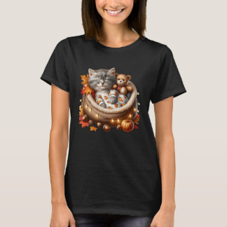 Autumn Cat Graphic for Kitten Mom and Cat Grandma T-shirt