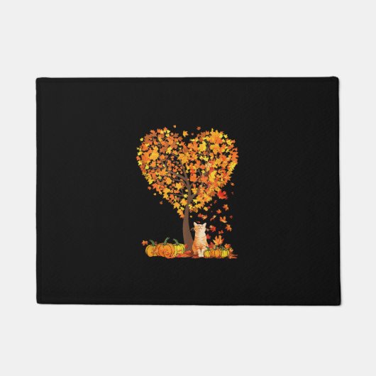 Autumn Cat Lover Autumn Heart Tree verlaat Schatti Deurmat (Voorkant)
