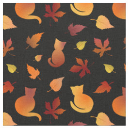 Autumn Cats Pattern Fabric Stof