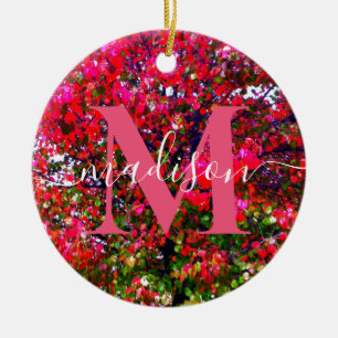 Autumn Changing Leaves, roze impressionistische bo Keramisch Ornament