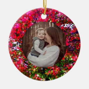 Autumn Changing Leaves, roze impressionistische bo Keramisch Ornament