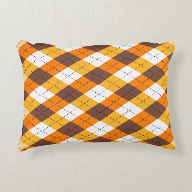 Autumn Checkered Art Pattern Pillow Accent Kussen (Voorkant)