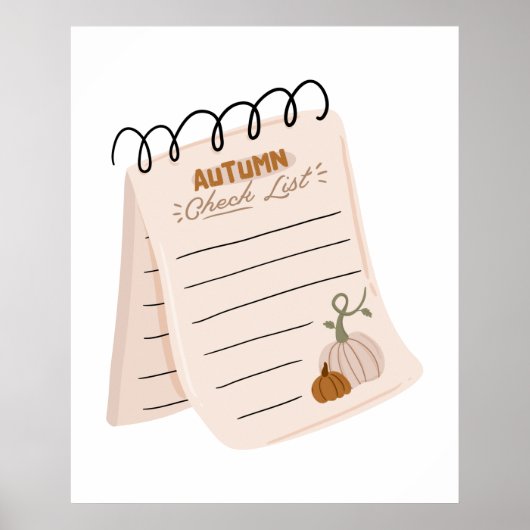 Autumn Checklist Notitieblok Herfst to do lijst Poster (Voorkant)