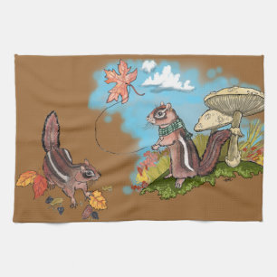 Autumn Chipmunk~keukenhanddoeken Theedoek