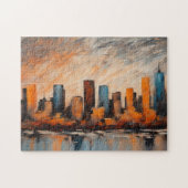 Autumn City Skyline Sunset Legpuzzel (Horizontaal)