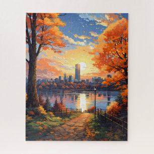 Autumn City Waterfront Puzzle