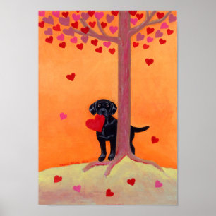 Autumn Color Black Labrador Poster