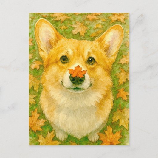 Autumn Corgi Charm Cozy Fall Postcard Briefkaart (Voorkant)