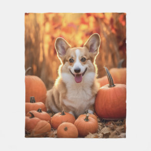 Autumn Corgi Fleece Deken