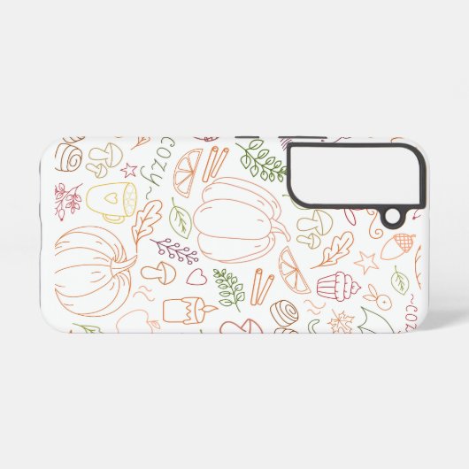 Autumn Cosy Doodle Pattern – Herfst pompoenen, bla Samsung Galaxy Hoesje (Achterkant horizontaal)