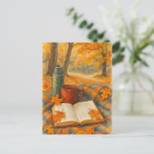 Autumn Cozy Fall Book and Coffee Postcard Briefkaart (Staand voorkant)