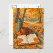 Autumn Cozy Fall Book and Coffee Postcard Briefkaart (Voorkant / Achterkant)