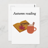 Autumn Cozy Vibes – warme cacao, boek & herfstblad Briefkaart (Voorkant / Achterkant)