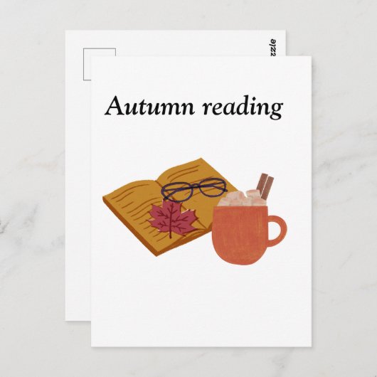 Autumn Cozy Vibes – warme cacao, boek & herfstblad Briefkaart (Voorkant / Achterkant)