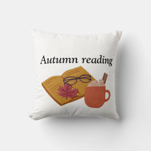 Autumn Cozy Vibes – warme cacao, boek & herfstblad Kussen