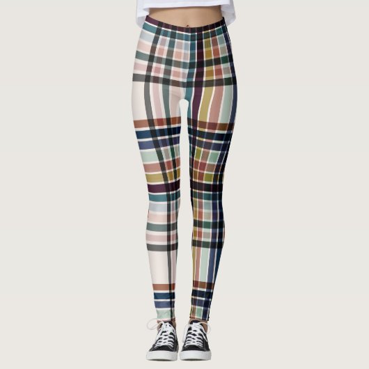 Autumn & Cream Plaid  Leggings (Voorkant)