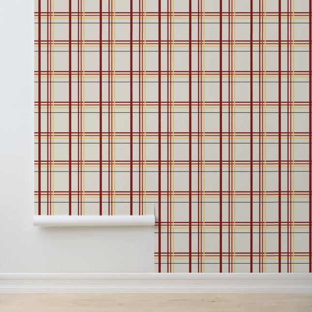 Autumn Cream Plaid Tartan Behang (Applicatie)