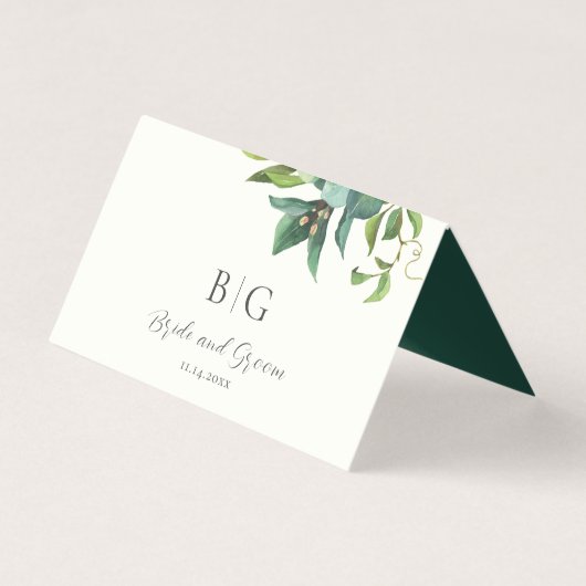 Autumn Cream Rozen en Deep Emerald Green Kaart (Achterkant)