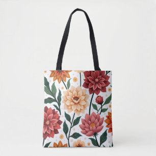 Autumn Dahlia Delight Vibrant Floral Art Draagtas