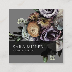 Autumn Dark Moody Floral Bouquet Vierkante Visitekaartje