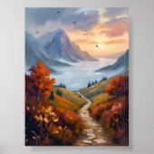 Autumn Daydreams | Fall Mountain Landscape Painted Poster (Voorkant)