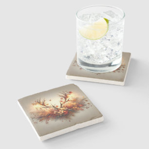 Autumn Deer Antler Bouquet Stenen Onderzetter