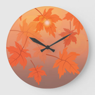 Autumn design met paardenbladeren en bokeh-effect  grote klok