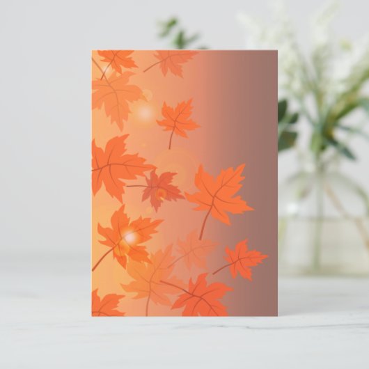 Autumn design with maple leaves and bokeh effect bedankkaart (Staand voorkant)