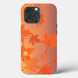 Autumn design with maple leaves and bokeh effect iPhone 13 pro hoesje