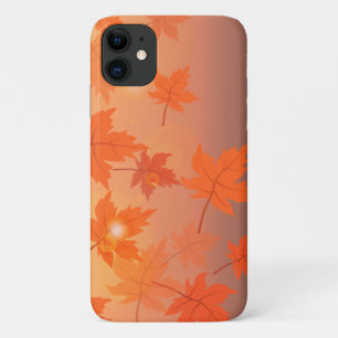 Autumn design with maple leaves and bokeh effect iPhone 11 hoesje