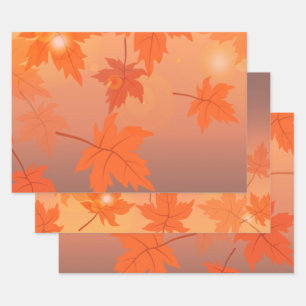 Autumn design with maple leaves and bokeh effect inpakpapier vel