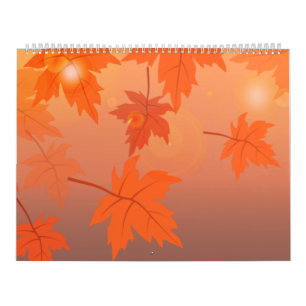 Autumn design with maple leaves and bokeh effect kalender