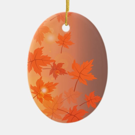 Autumn design with maple leaves and bokeh effect keramisch ornament (Voorkant)