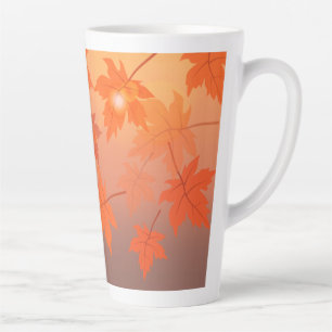Autumn design with maple leaves and bokeh effect latte mok