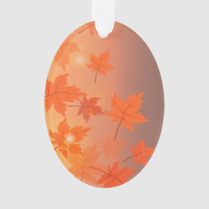 Autumn design with maple leaves and bokeh effect ornament