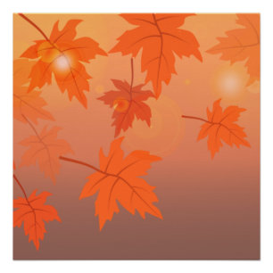 Autumn design with maple leaves and bokeh effect perfect poster