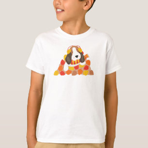 Autumn Dog, Cute Dog, Basset Hound, Autumn Leaves T-shirt