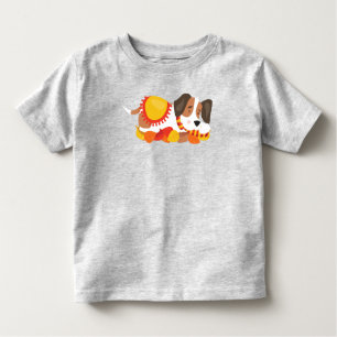 Autumn Dog, Cute Dog, Slapende Dog, Autumn Leaves Kinder Shirts