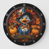 Autumn Duck Welcome Sign Grote Klok (Voorkant)