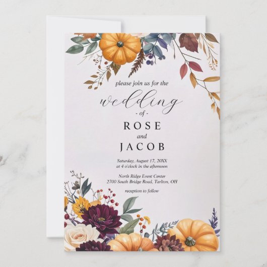 Autumn Elegance Wedding Invitation (Devant)