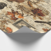  Autumn Ephemera Collage | Rustic Birds Cadeaupapier (Hoek)