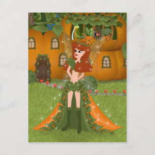 Autumn Fairy Pumpkin Cottage Briefkaart