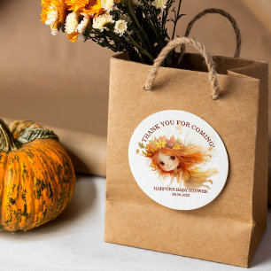 Autumn Fairy Woodland Baby shower Ronde Sticker