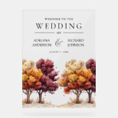 Autumn Fall Burgundy Trees Wedding Welcome (Recto)