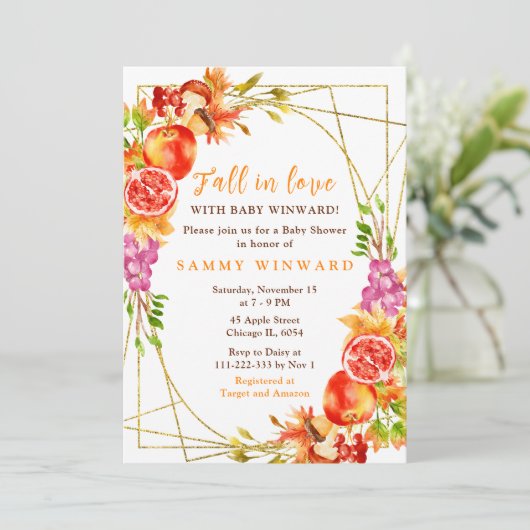 Autumn Fall Harvest Baby Shower Kaart (Staand voorkant)