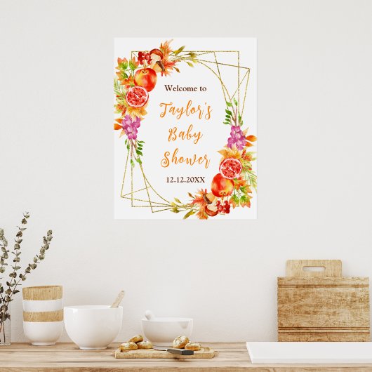 Autumn Fall Harvest Baby Shower Welcome Sign Poster (Keuken)
