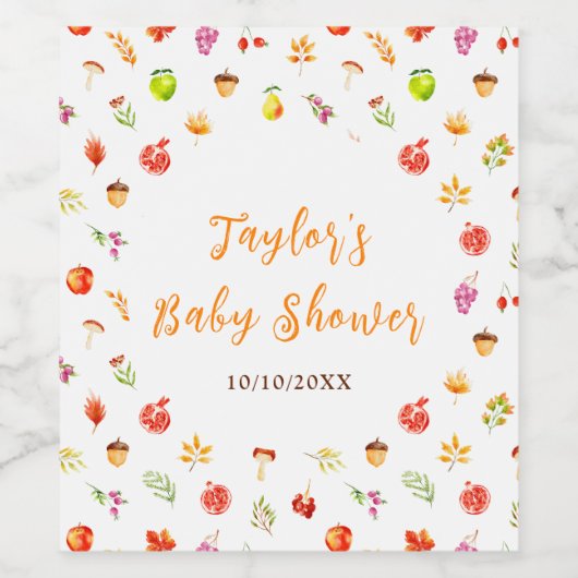 Autumn Fall Harvest Baby Shower Wijn Etiket (Enkel label)