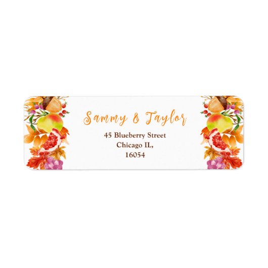Autumn Fall Harvest Wedding Etiket (Voorkant)